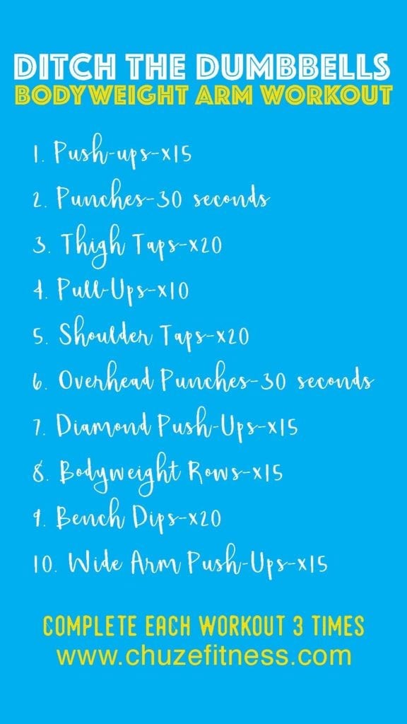 Chuze Fitness Bodyweight Arm Workout Image (List of workouts)